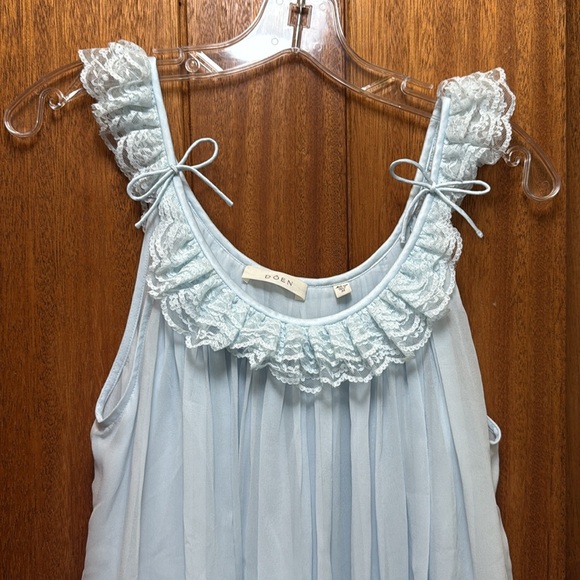 DOEN Cecilia Dress in Alice Blue with Lace Trim - Picture 4 of 7